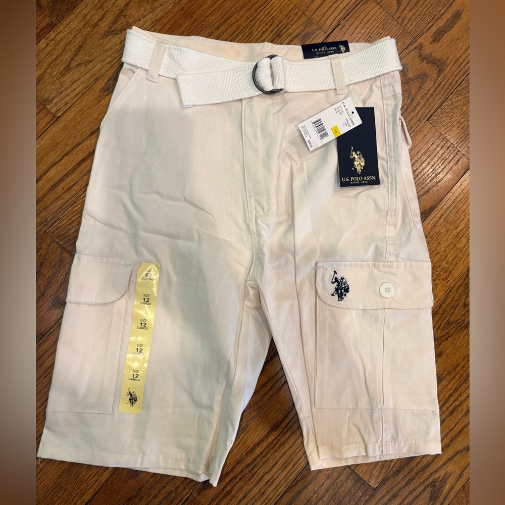 Boys size 12 Polo White Cargo Shorts NWT